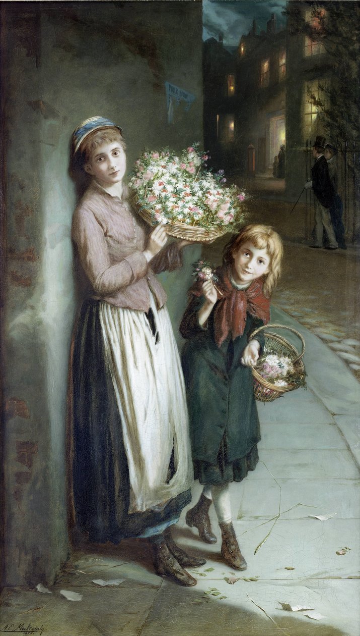 Vendedoras de flores – una noche de verano de Augustus Edwin Mulready