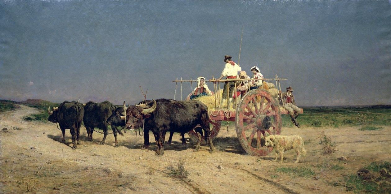 Carro con búfalo en la playa de Aurelio Tiratelli