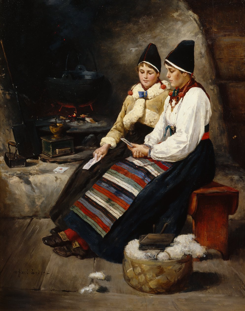Dos chicas leyendo una carta de Axel Hjalmar Ender