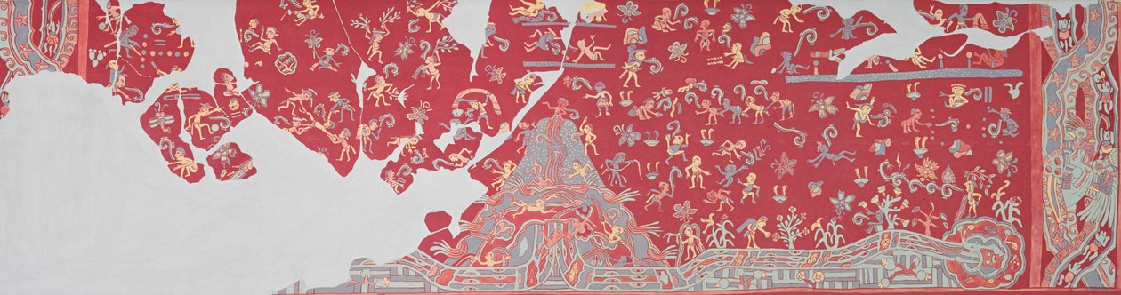 El cielo del dios de la lluvia, fresco de Tlalocan de Aztec