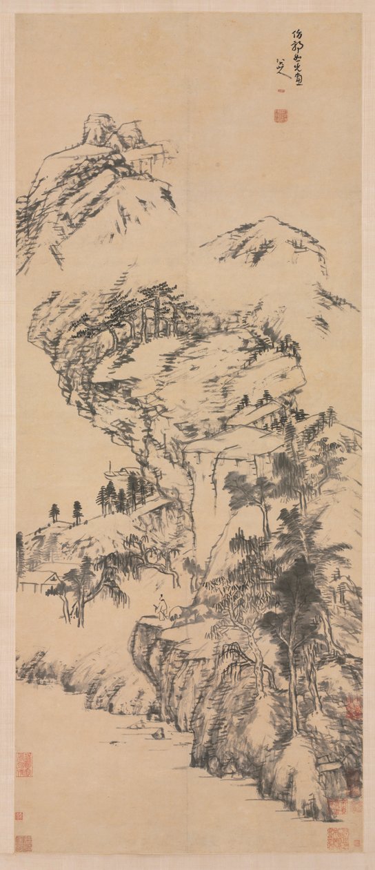 Paisaje después de Guo Zhongshu, mediados de 1600s-1705 de Bada Shanren