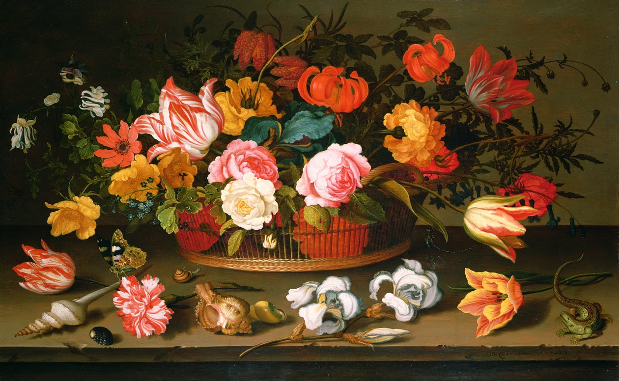 Cesta de flores, 1625 de Balthasar van der Ast