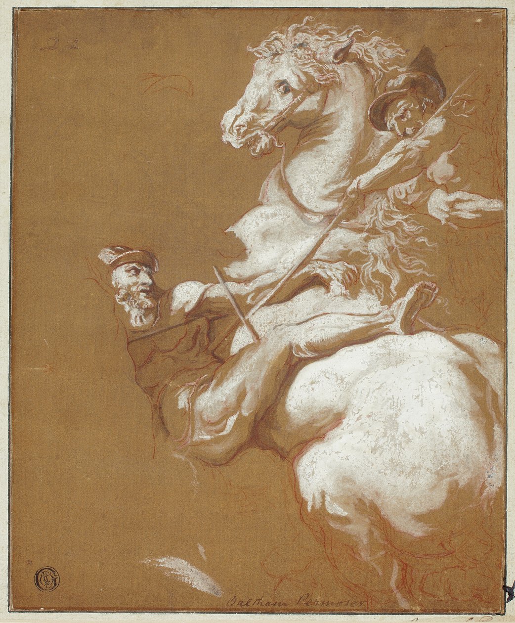 Combate entre jinetes y soldados a pie de Balthasar Permoser