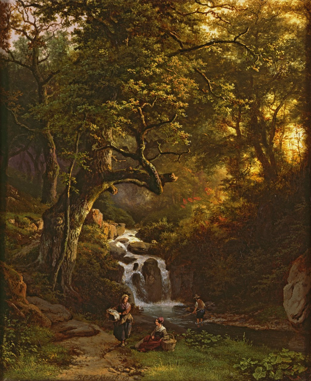 El arroyo arbolado (pesca), siglo XIX de Barend Cornelis Koekkoek