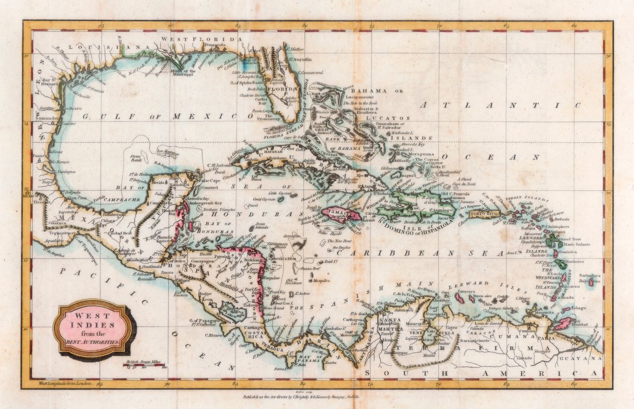 Mapa de las Indias Occidentales, siglo XVIII de Barlow