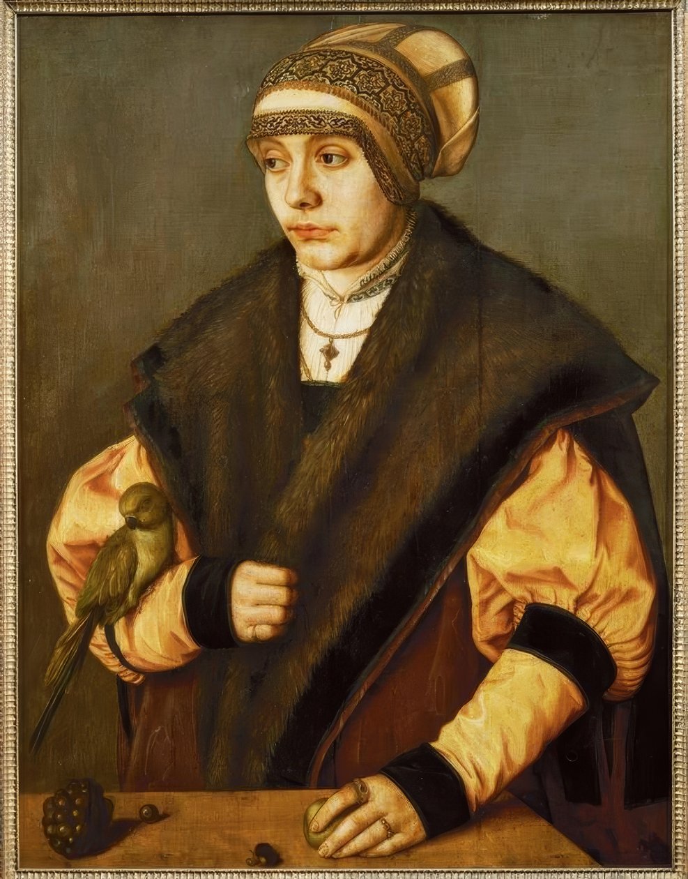 B. Beham, Mujer con loro de Barthel Beham