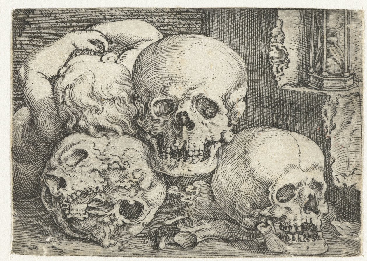 Niño con tres calaveras de Barthel Beham