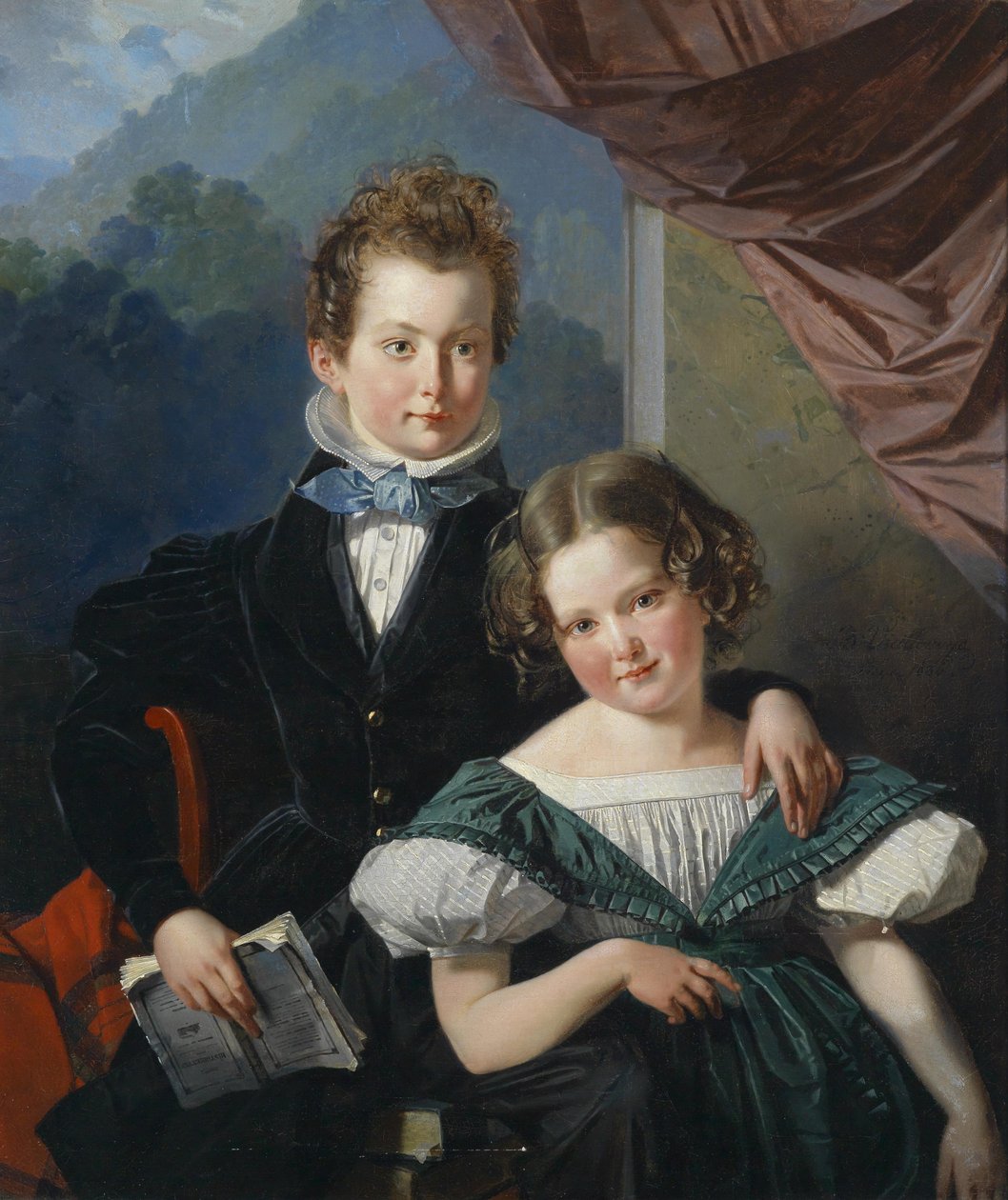 Retrato de dos niños de la familia de Thier (según la tradición) de Barthélemy Vieillevoye