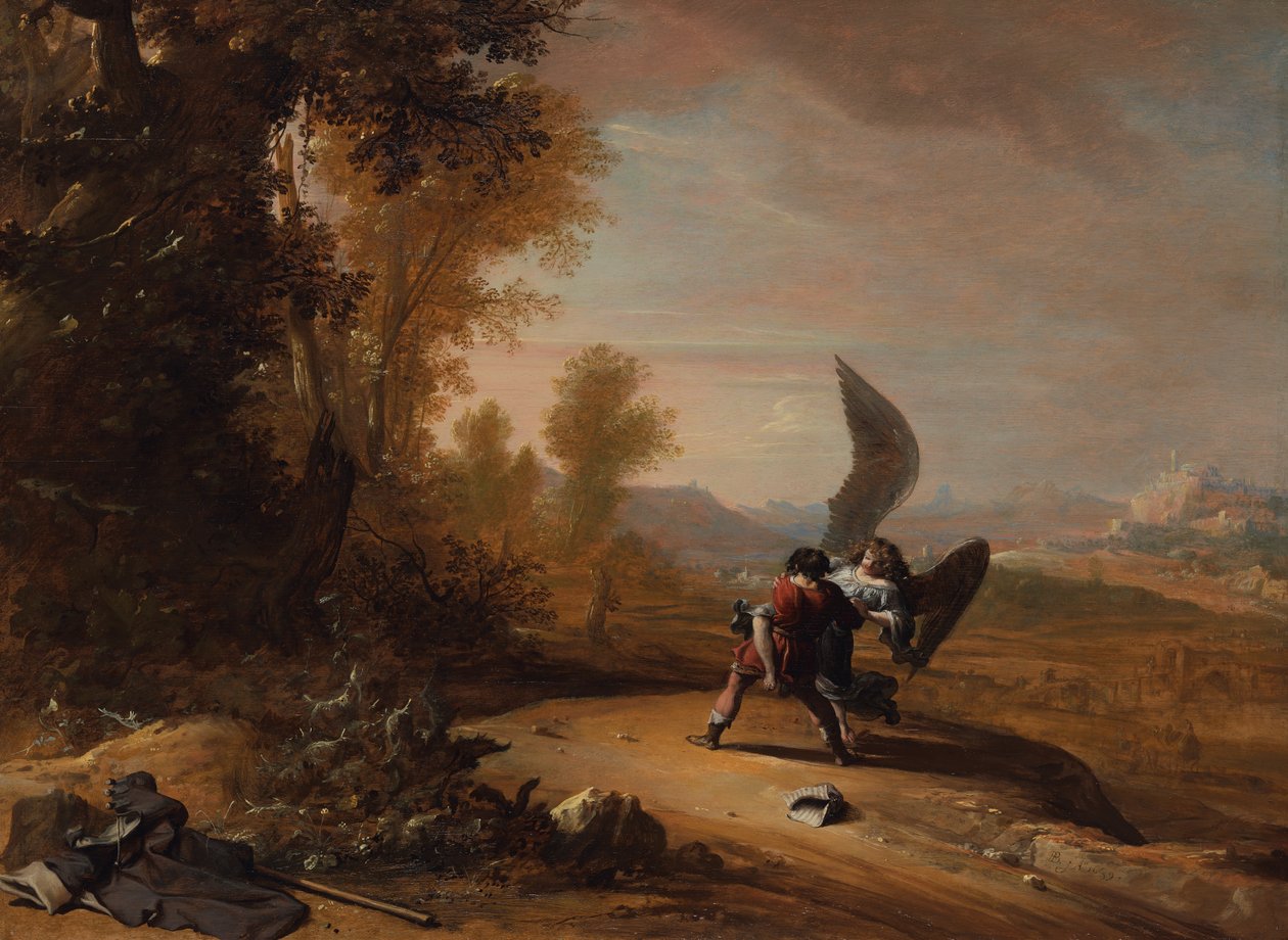 Jacob lucha con el ángel de Bartholomeus Breenbergh