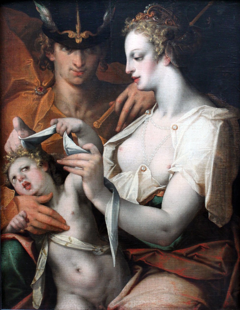 Venus y Mercurio vendando los ojos de Cupido de Bartholomaeus Spranger
