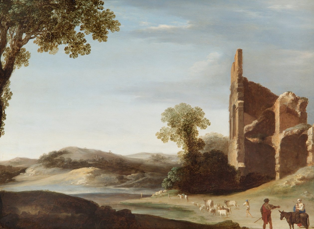 Paisaje con Ruinas Clásicas y Figuras, c. 1630 de Bartholomeus Breenbergh