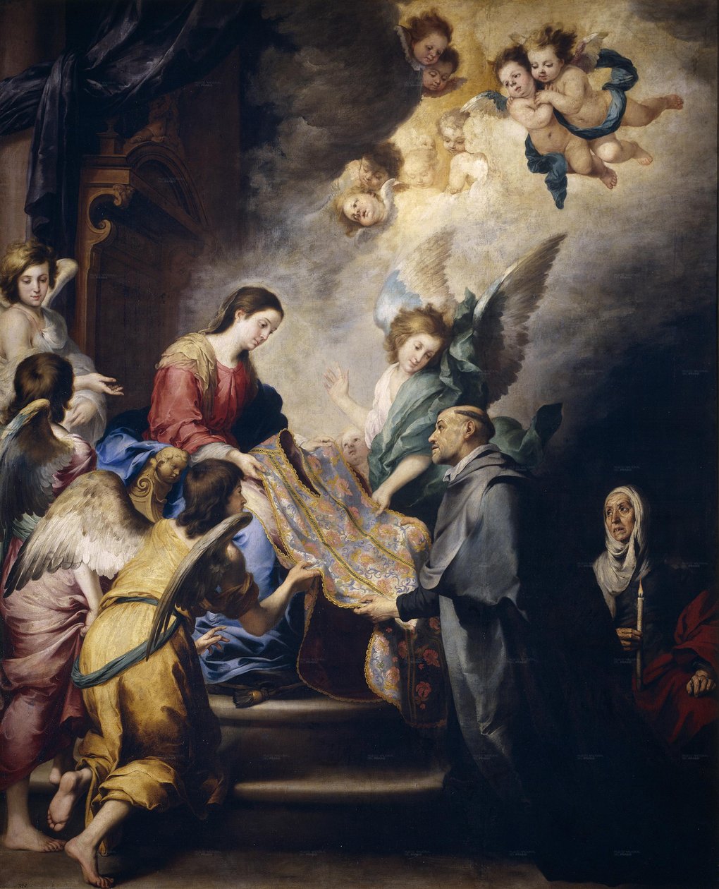 La descensión de la Virgen para premiar los escritos de San Ildefonso de Bartolomé Esteban Murillo