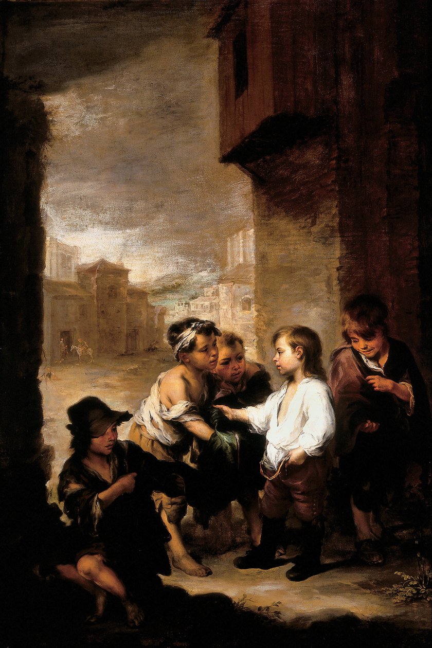 San Tomás de Villanueva repartiendo su ropa entre niños mendigos de Bartolomé Esteban Murillo