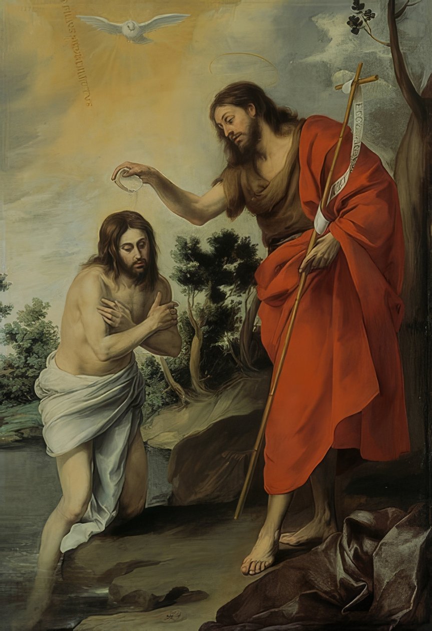 El bautismo de Cristo. Alrededor de 1655 de Bartolomé Esteban Murillo