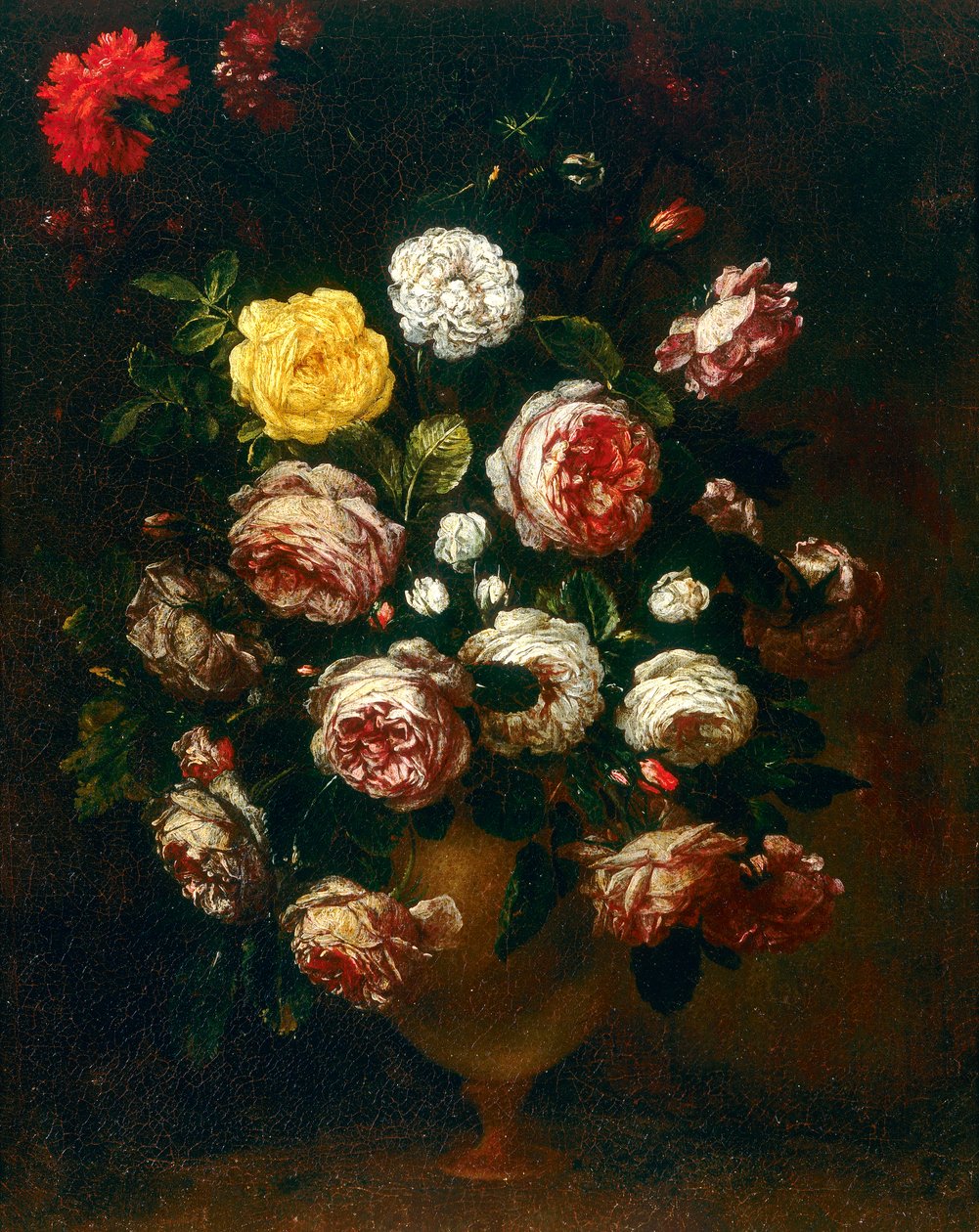 Jarrón de rosas de Bartolomeo Bimbi