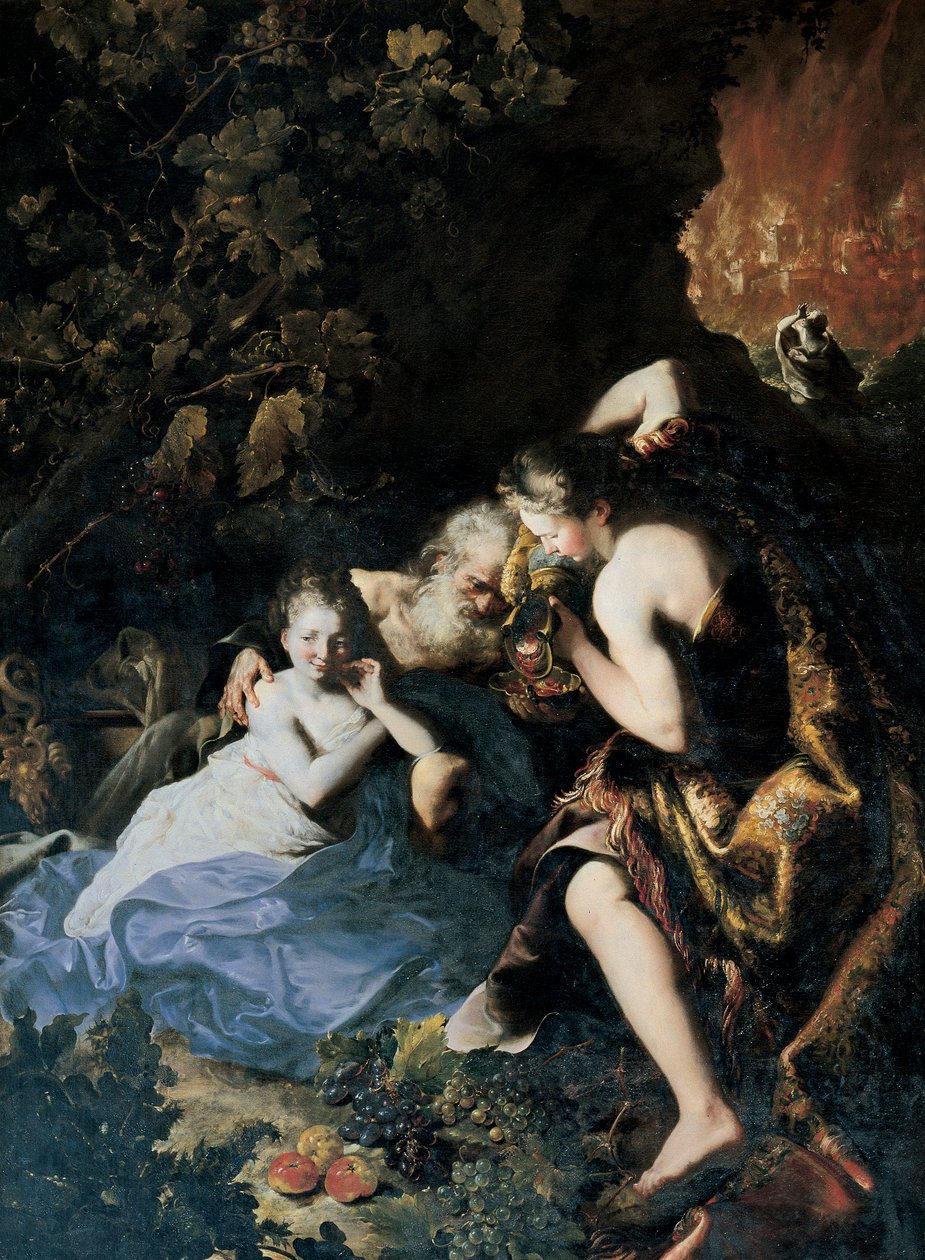 Lot borracho por sus hijas de Bartolomeo Guidobono