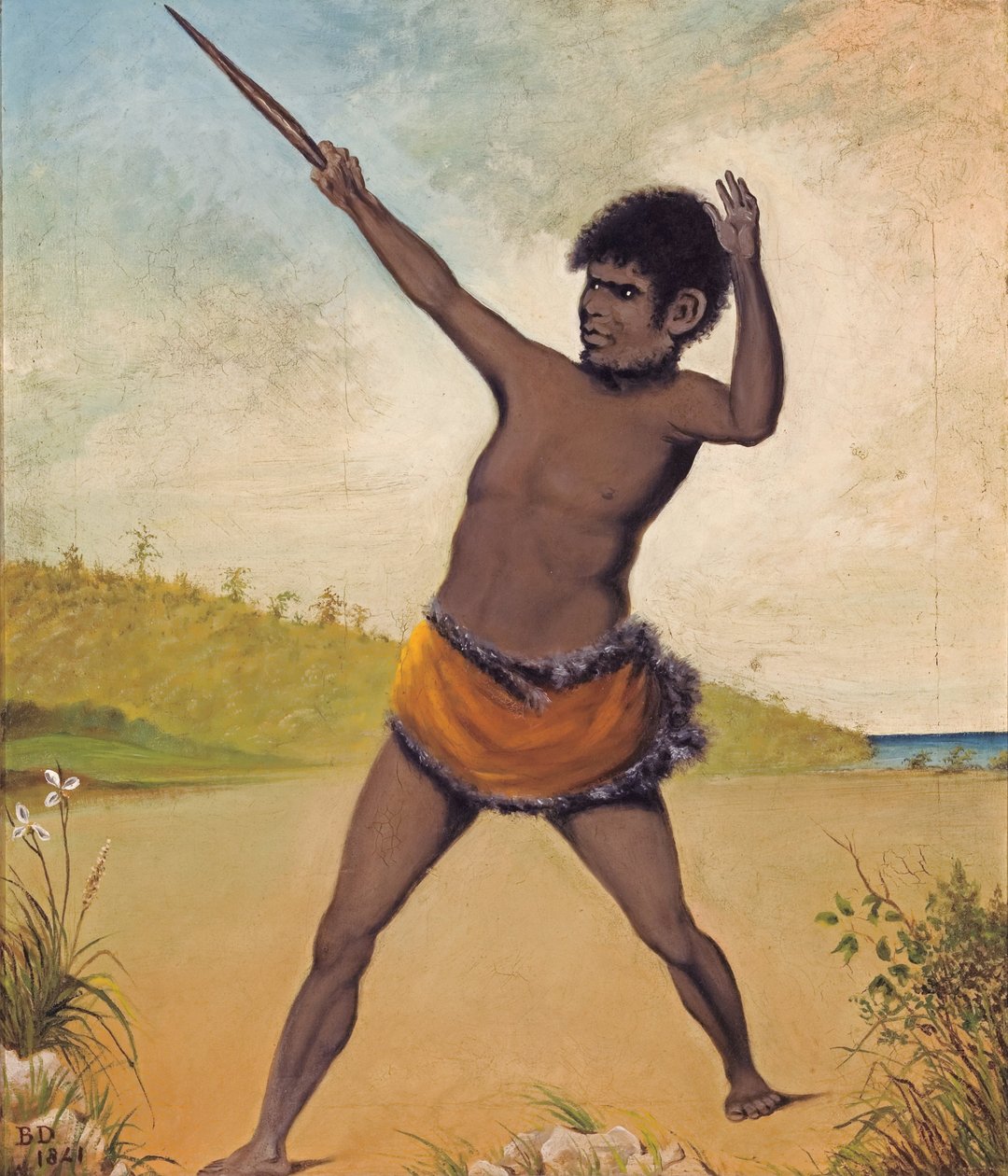 Jack, un Aborigen Tasmano, sosteniendo un garrote de Benjamin Duterrau