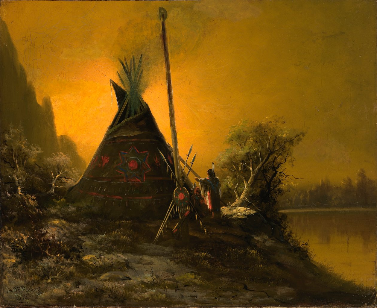 Escena nocturna de Tipi indio de Benjamin Raborg