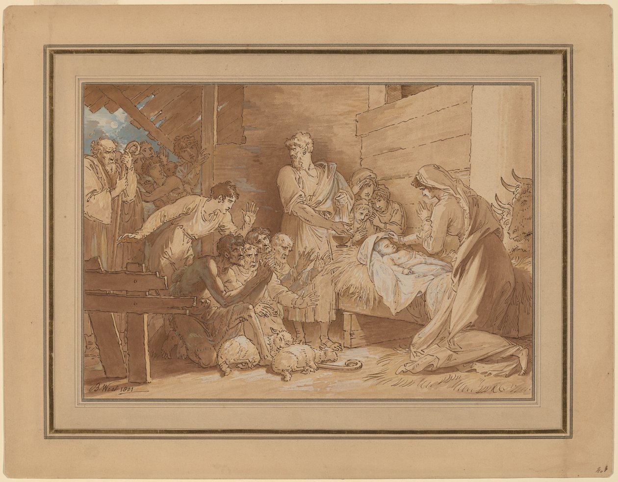 La Adoración de los Pastores de Benjamin West
