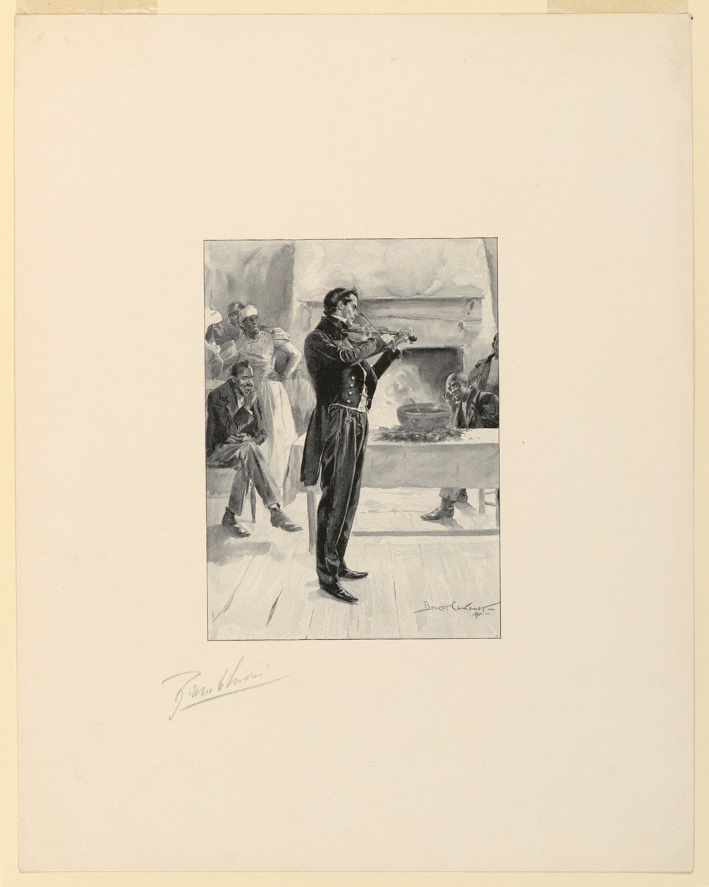 Violinista en una fiesta de ponche de Benjamin West Clinedinst