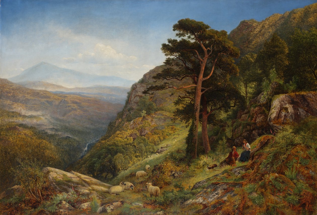 En las colinas sobre Betws-y-Coed, Gales de Benjamin Williams Leader