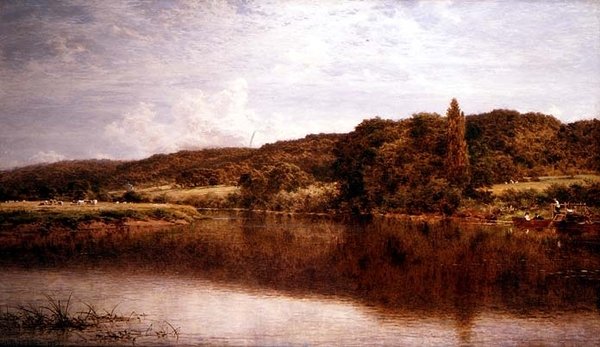 Escena fluvial, Streatley en el Támesis de Benjamin Williams Leader