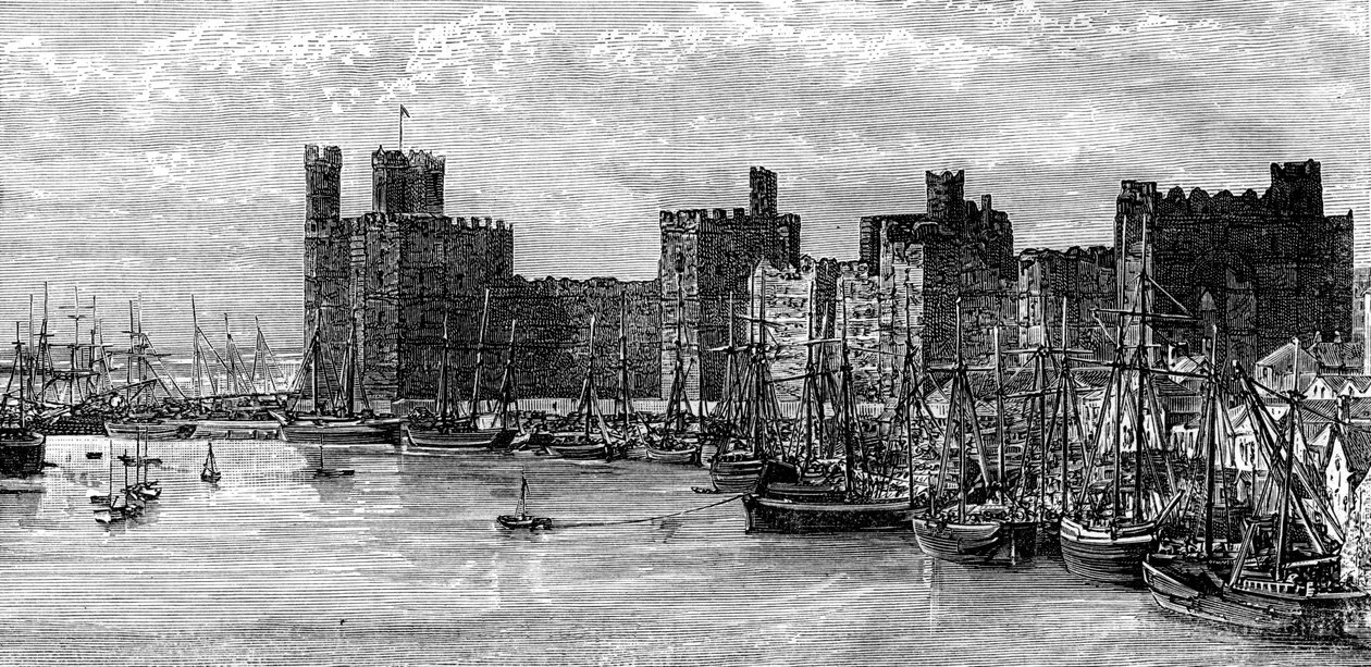 Castillo de Caernarfon, Gwynedd, Gales, siglo XIX de Benoist