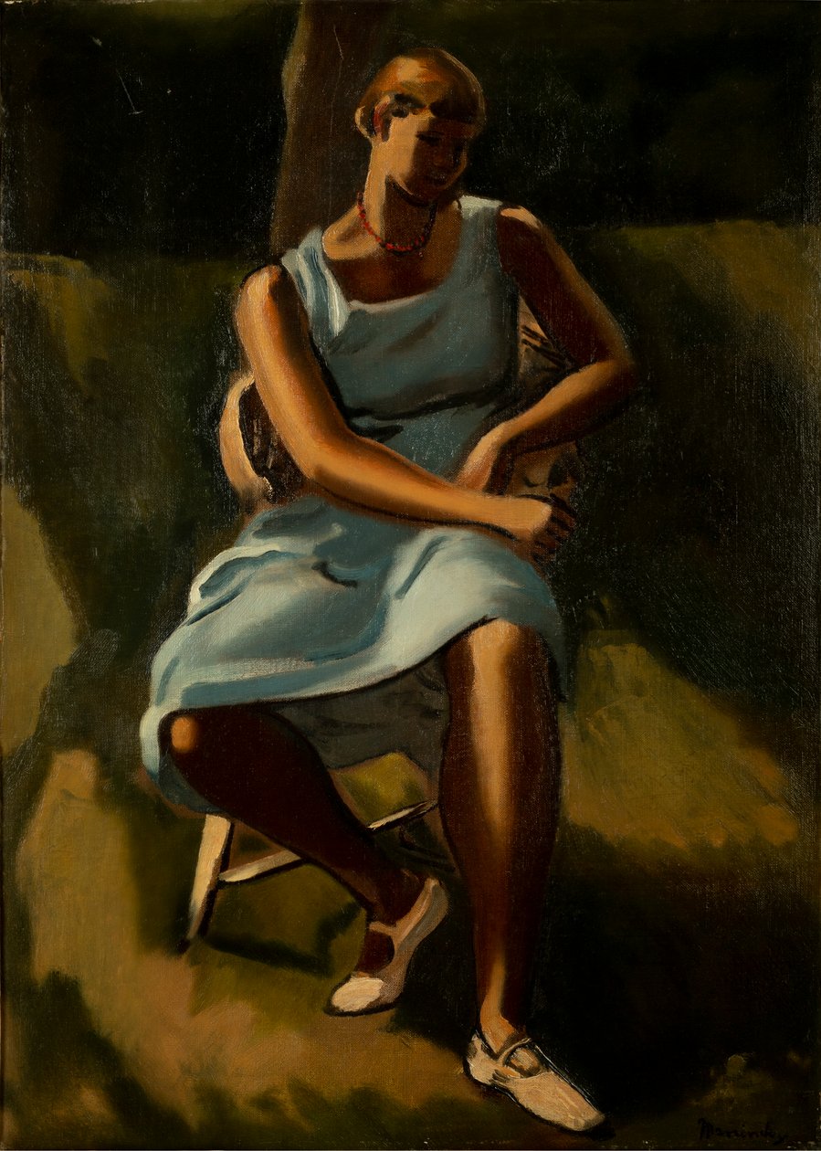 Figura sentada de mujer (óleo sobre lienzo) de Bernard Meninsky