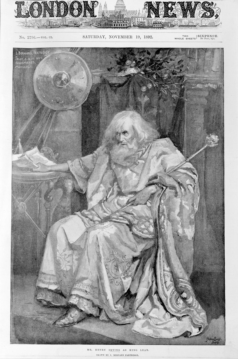 El Sr. Henry Irving como el Rey Lear, 1892 de Bernard Partridge