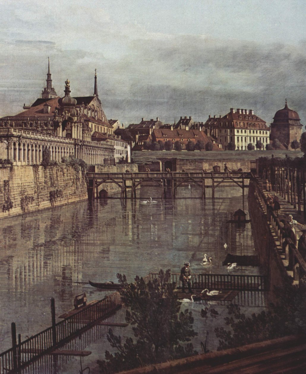 Vista de Dresde, el antiguo foso del Zwinger, visto desde la Orangerie hacia la ciudad de Bernardo Bellotto