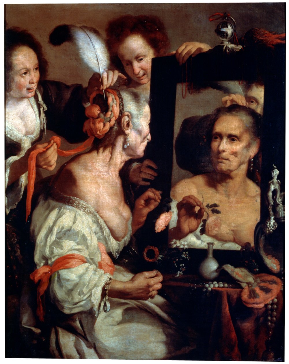 Vieja Coqueta Vanitas, después de 1630 de Bernardo Strozzi