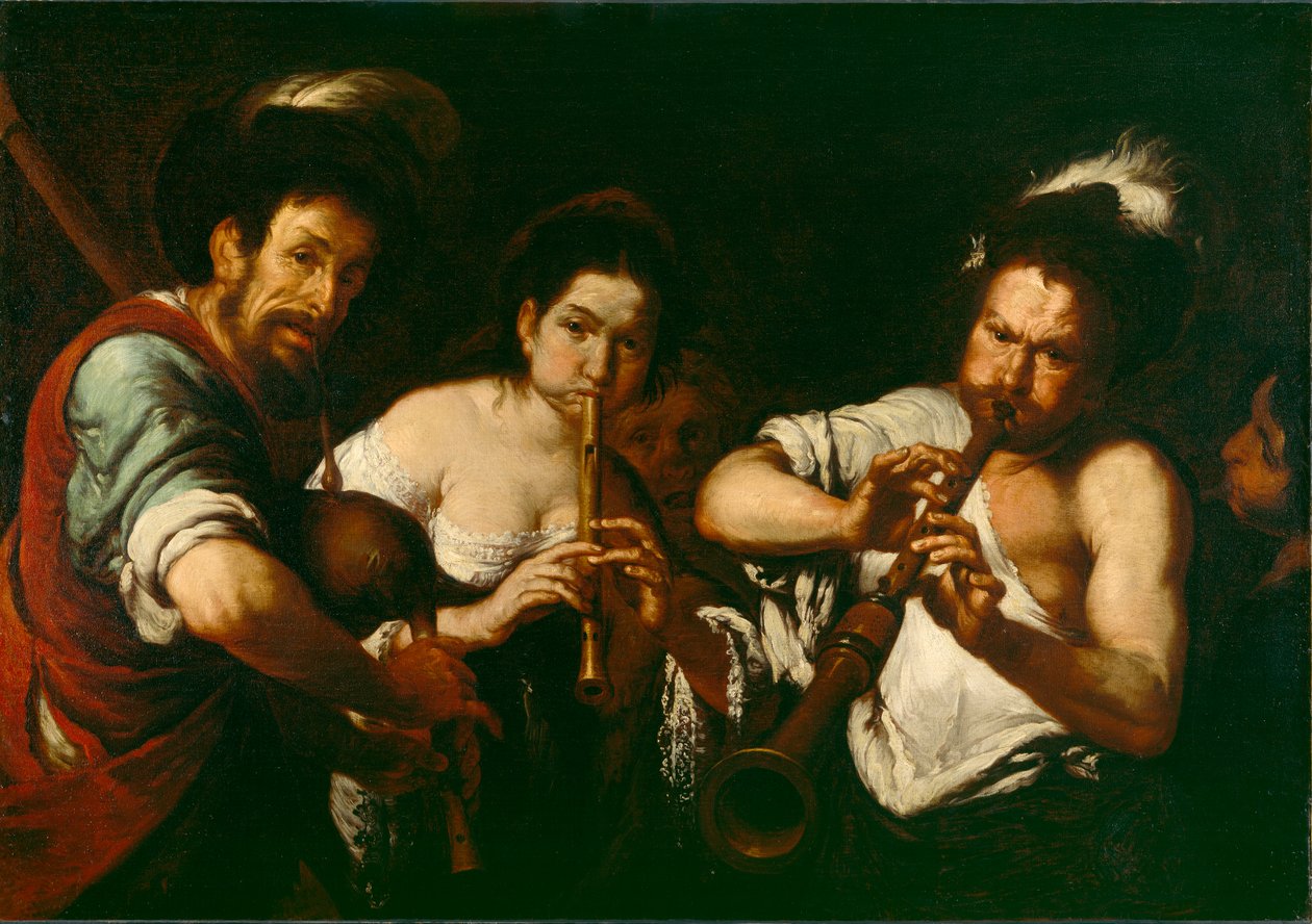 Músicos Callejeros, c.1630 de Bernardo Strozzi