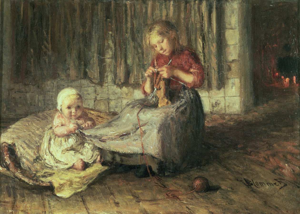 Bebé sentado de Bernardus Johannes Blommers or Bloomers