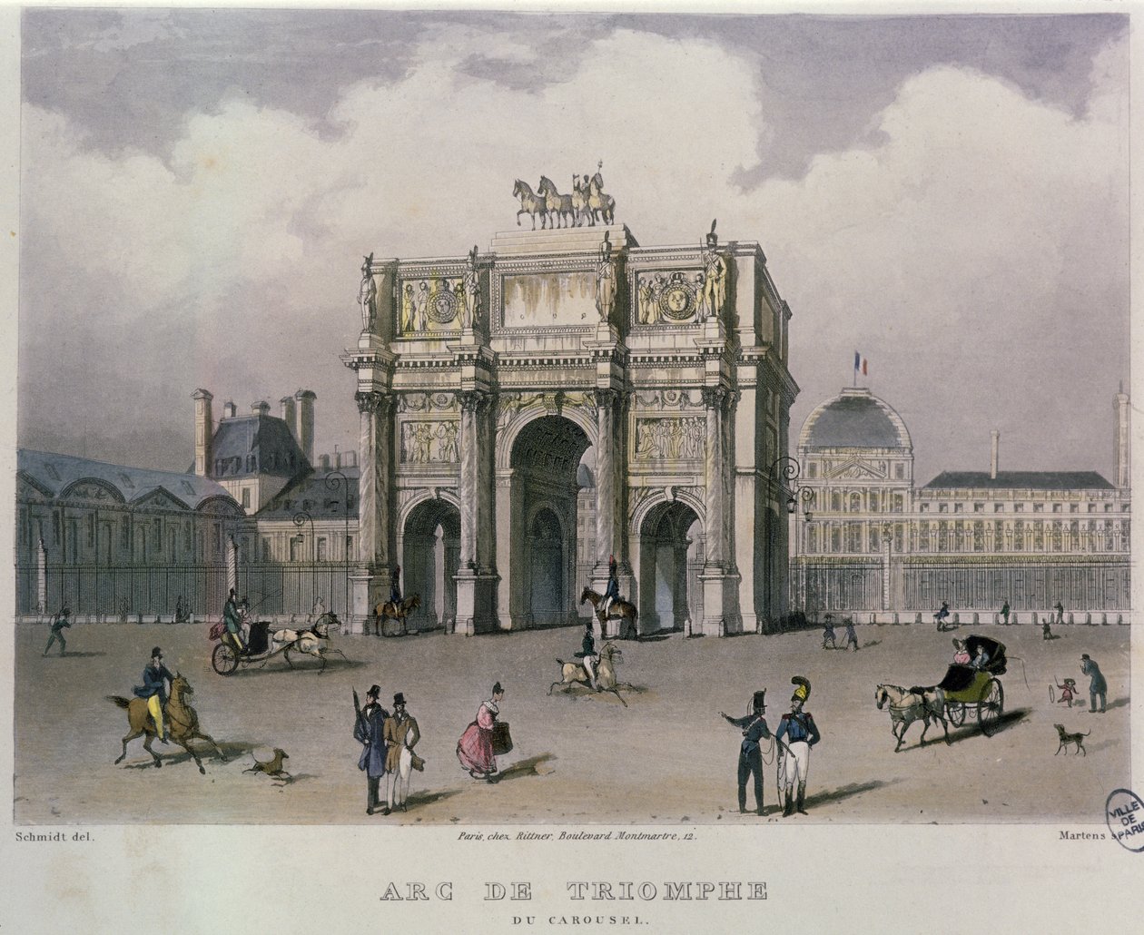 El Arco de Triunfo del Carrusel, París, 1832 de Bernhard Schmidt