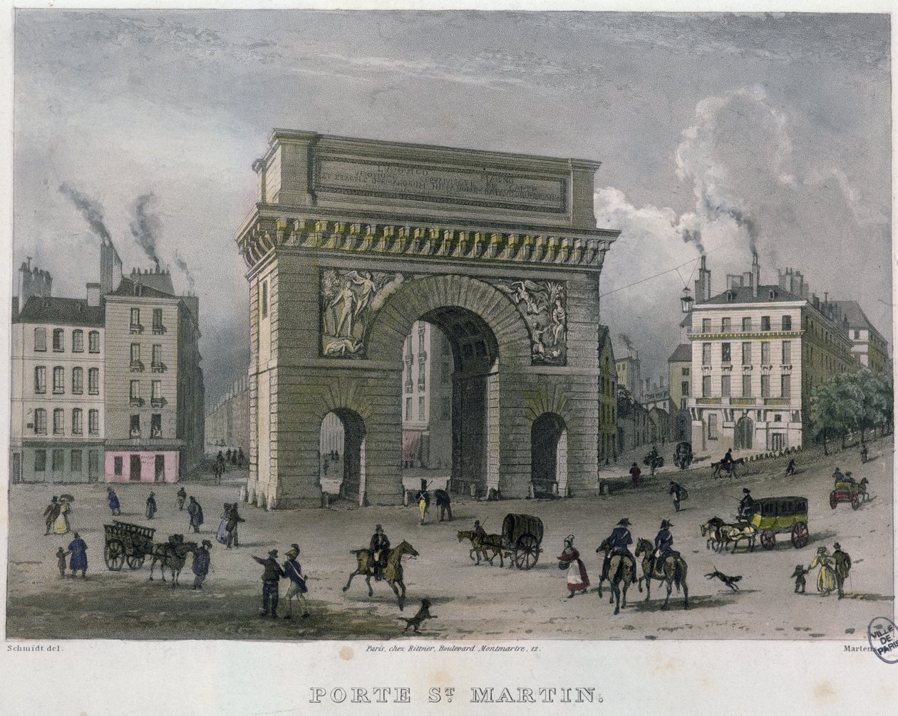 La Porte St. Martin, 1832 de Bernhard Schmidt