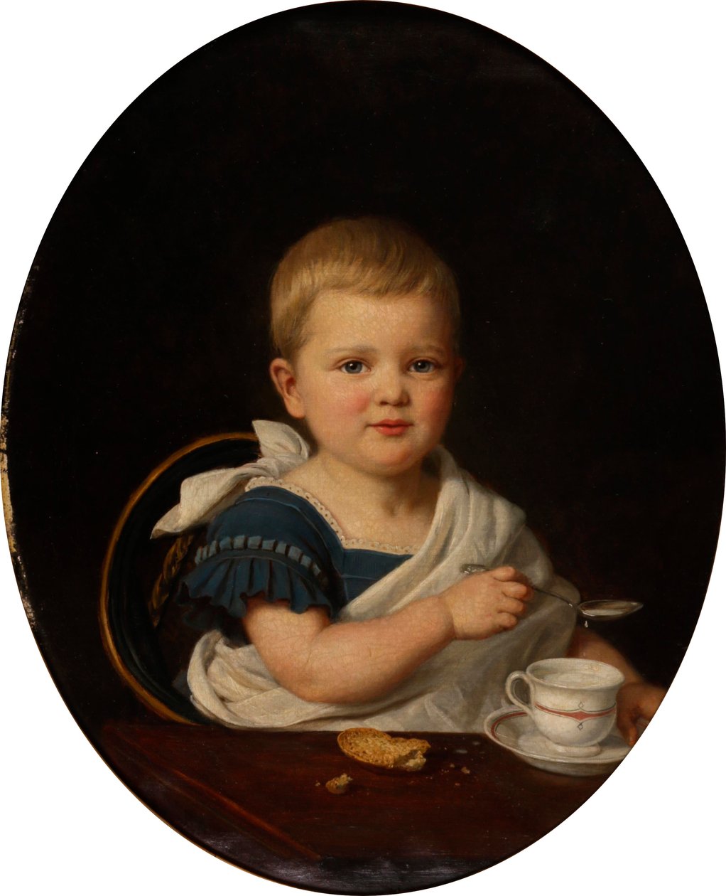 Alemán: Retrato de un niño pequeño desayunando de Bernhard Reinhold