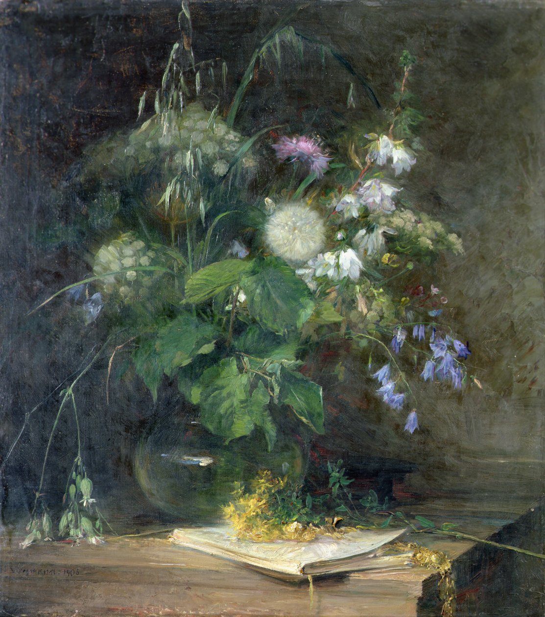 Flores Silvestres en Jarrón de Cristal de Bertha Wegmann