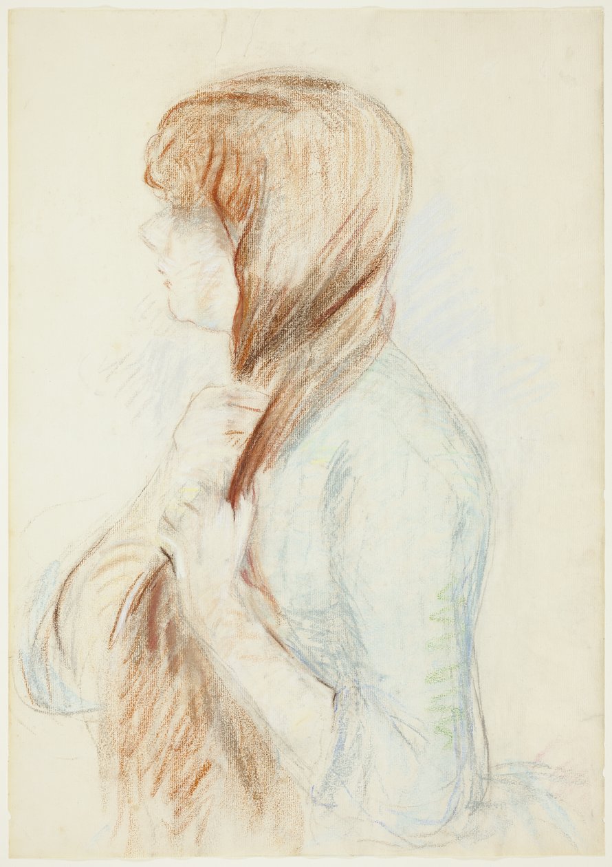 Chica Trenzando su Cabello (La Natte) de Berthe Morisot