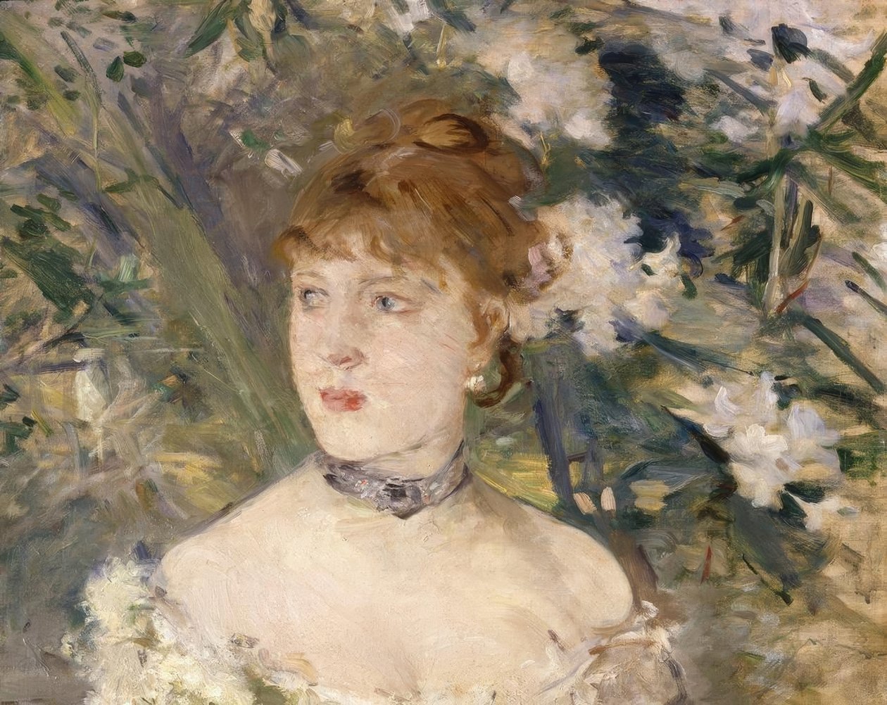 Joven mujer en vestido de baile de Berthe Morisot