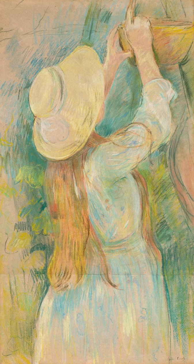 Niña joven sosteniendo una cesta de Berthe Morisot