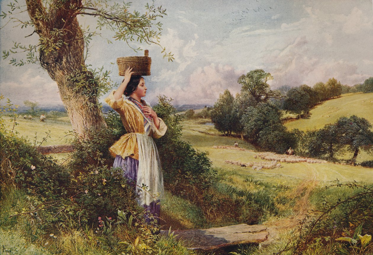 La lechera, 1860, c1915 de Birket Foster