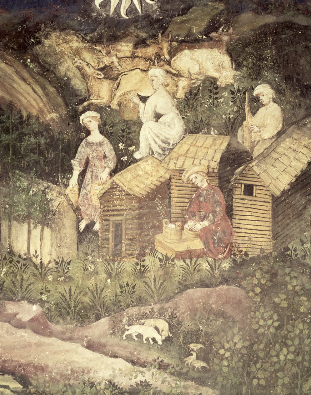 El mes de junio, detalle de la recolección de miel, c.1400 de Bohemian School