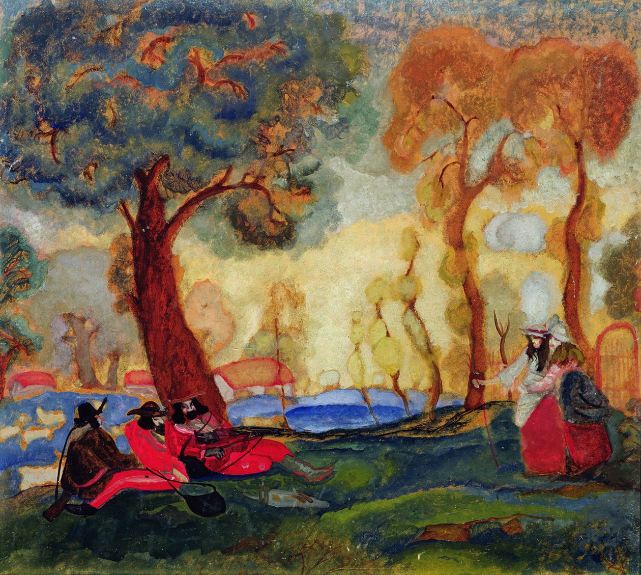 Comediantes Judíos Descansando, 1910s de Boris Dmitrievich Grigoriev