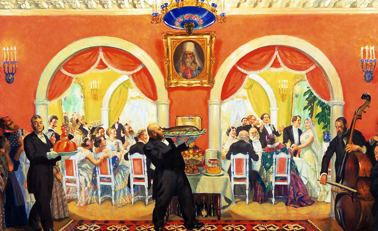 Banquete de bodas de Boris Mikhailovich Kustodiev
