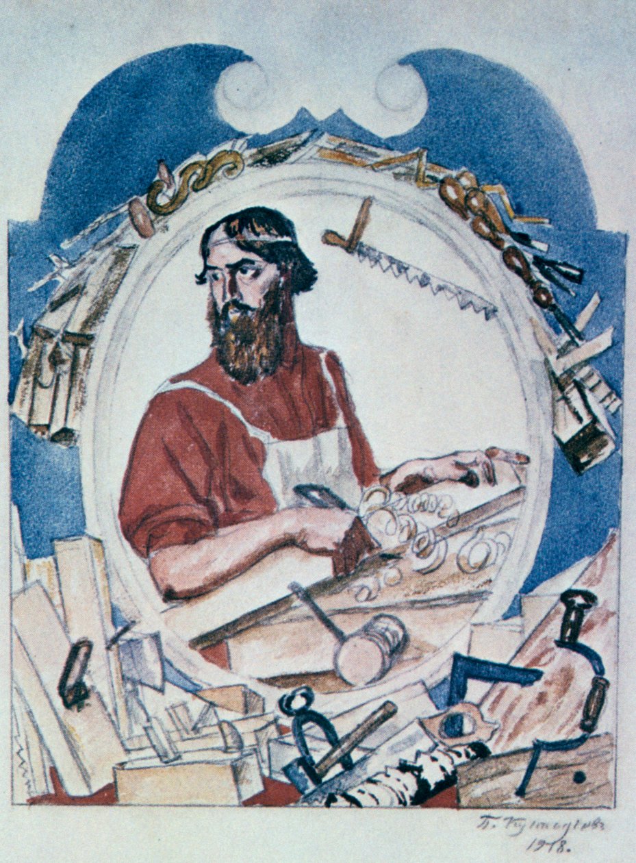 El carpintero de Boris Mikhailovich Kustodiev