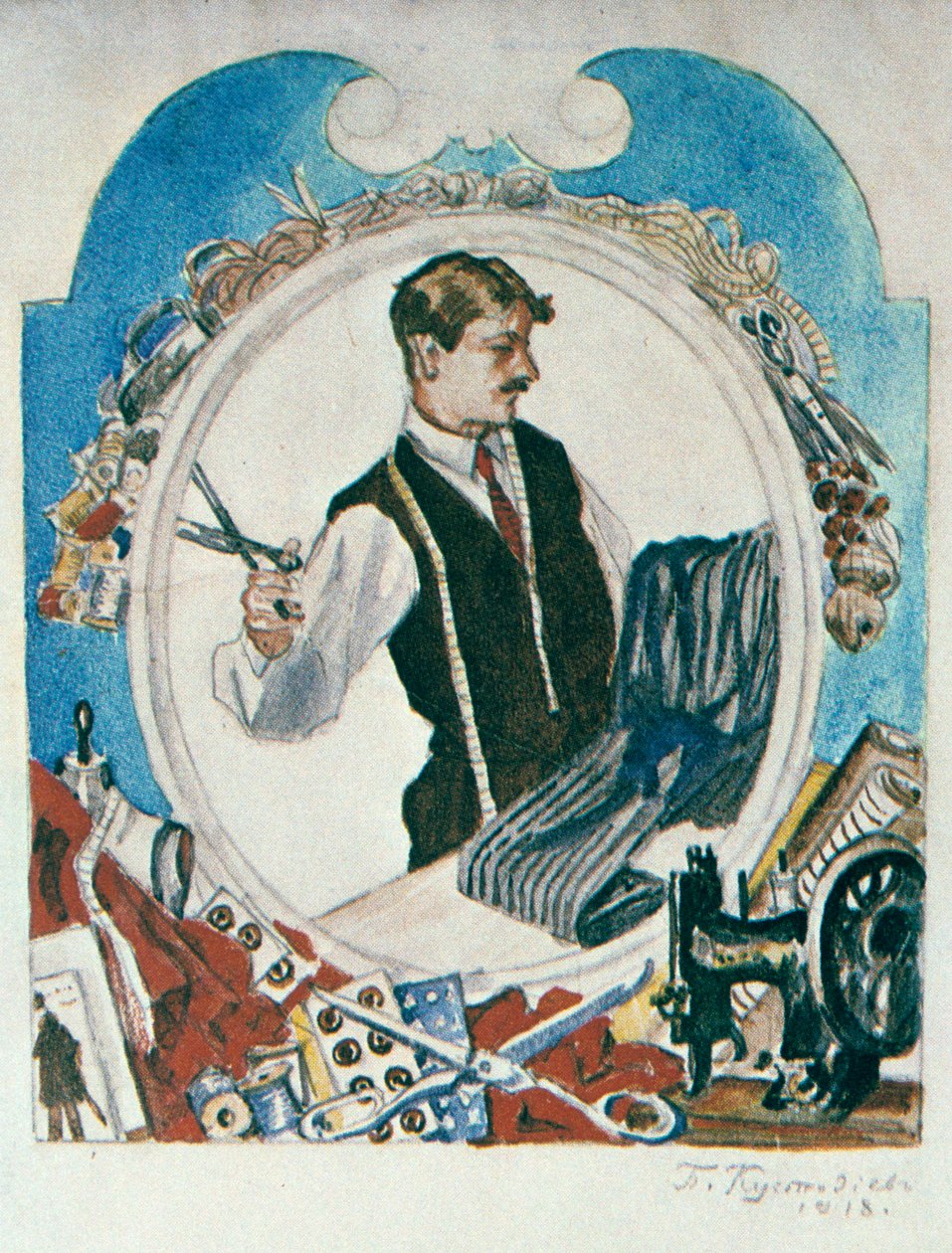 El sastre, 1918 de Boris Mikhailovich Kustodiev