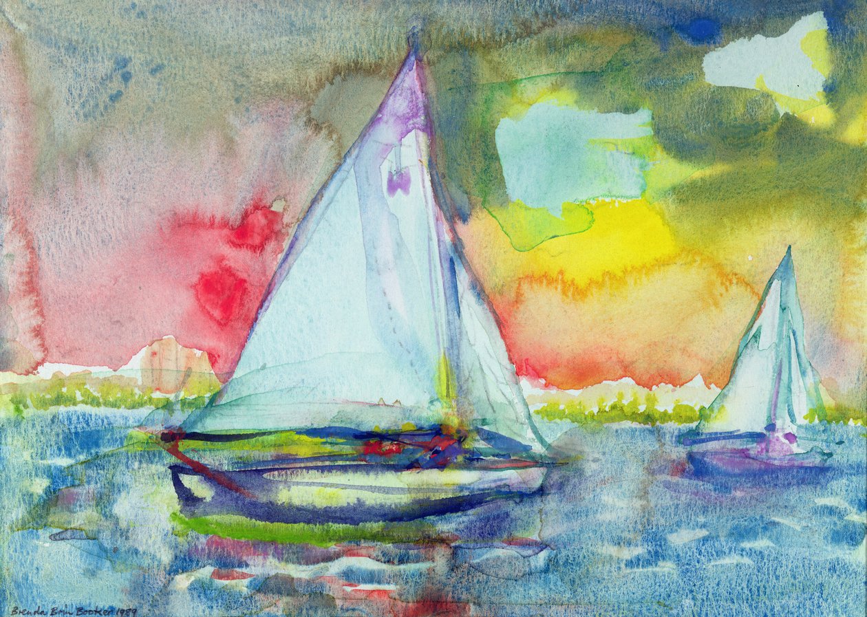 Velero al atardecer de Brenda Brin Booker