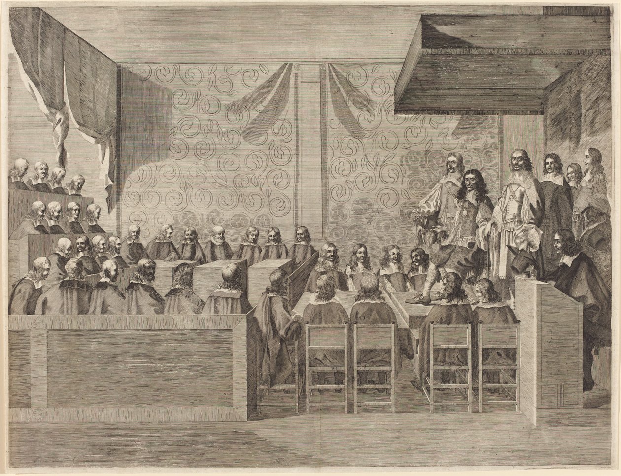 Carlos II con su Consejo de British 17th Century
