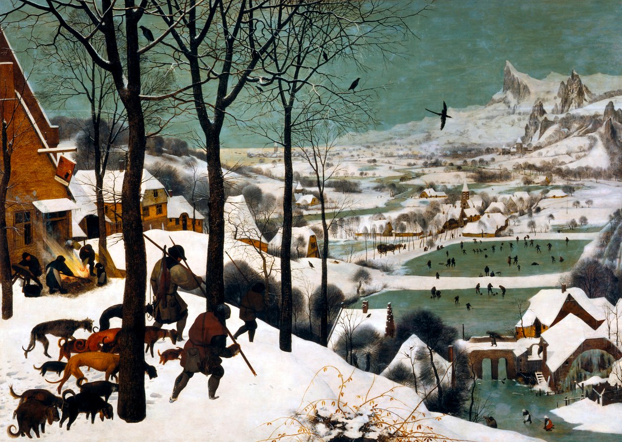 Cazadores en la nieve, invierno, 1565 de Bruegel