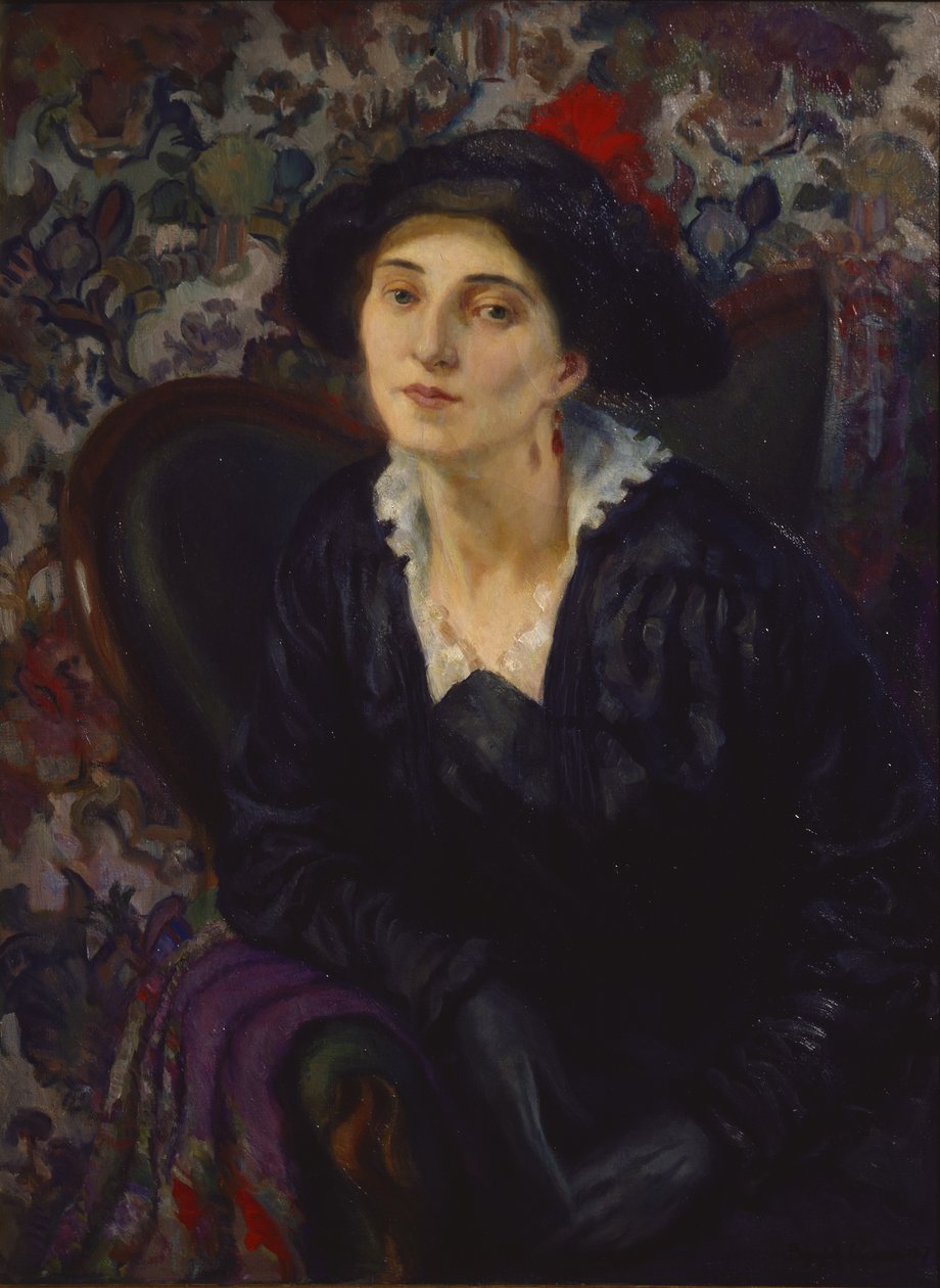 Pauline, la esposa del artista (óleo sobre lienzo) de Brynjulf Larsson